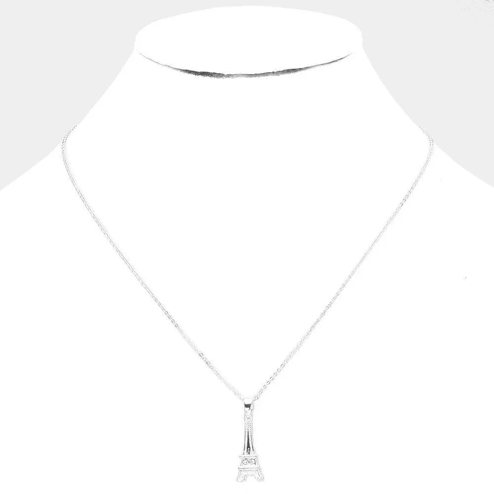 Stone Embellished Eiffel Tower Pendant Necklace - Jewelry Store by Erik Rayo