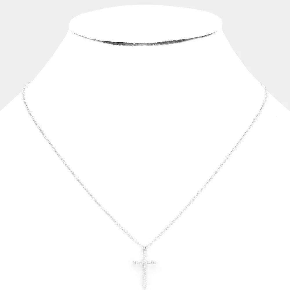 CZ Embellished Cross Pendant Necklace - Jewelry Store by Erik Rayo