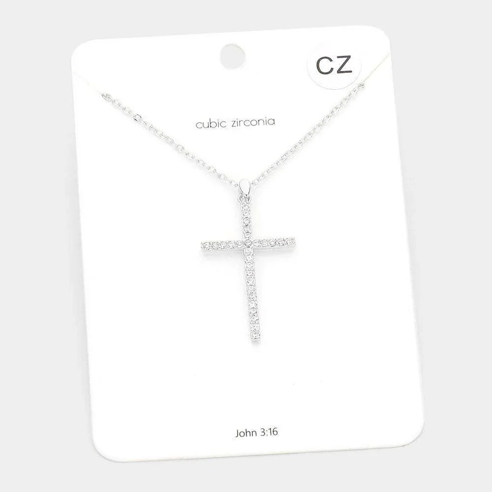 CZ Embellished Cross Pendant Necklace - Jewelry Store by Erik Rayo