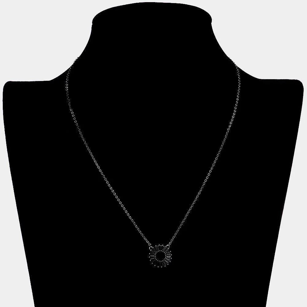 Black CZ Embellished Open Circle Pendant Necklace - Jewelry Store by Erik Rayo