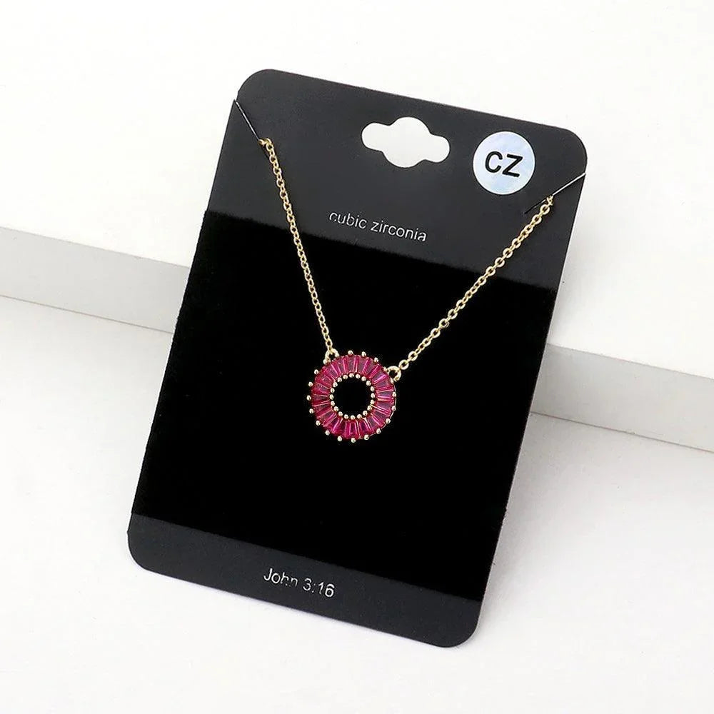 CZ Embellished Open Circle Pendant Necklace - Jewelry Store by Erik Rayo