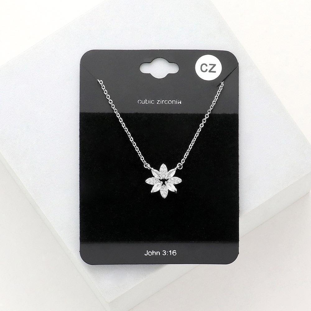 CZ Flower Pendant Necklace - Jewelry Store by Erik Rayo
