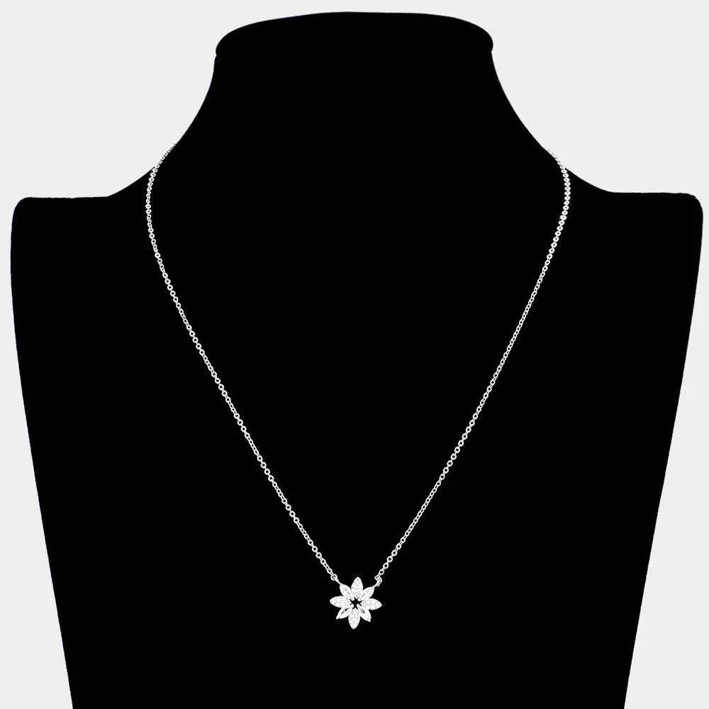 CZ Flower Pendant Necklace - Jewelry Store by Erik Rayo