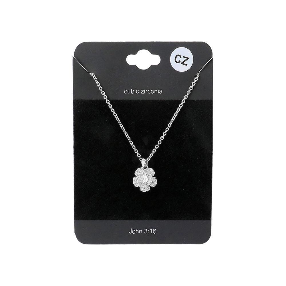 CZ Flower Pendant Necklace - Jewelry Store by Erik Rayo