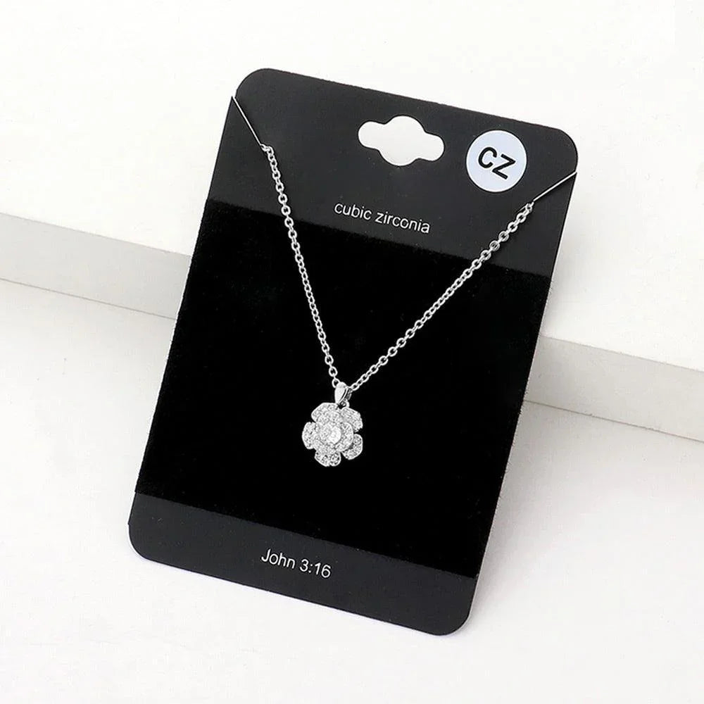 CZ Flower Pendant Necklace - Jewelry Store by Erik Rayo