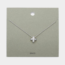 Load image into Gallery viewer, Stone Embellished Brass Metal Cross Pendant Necklace
