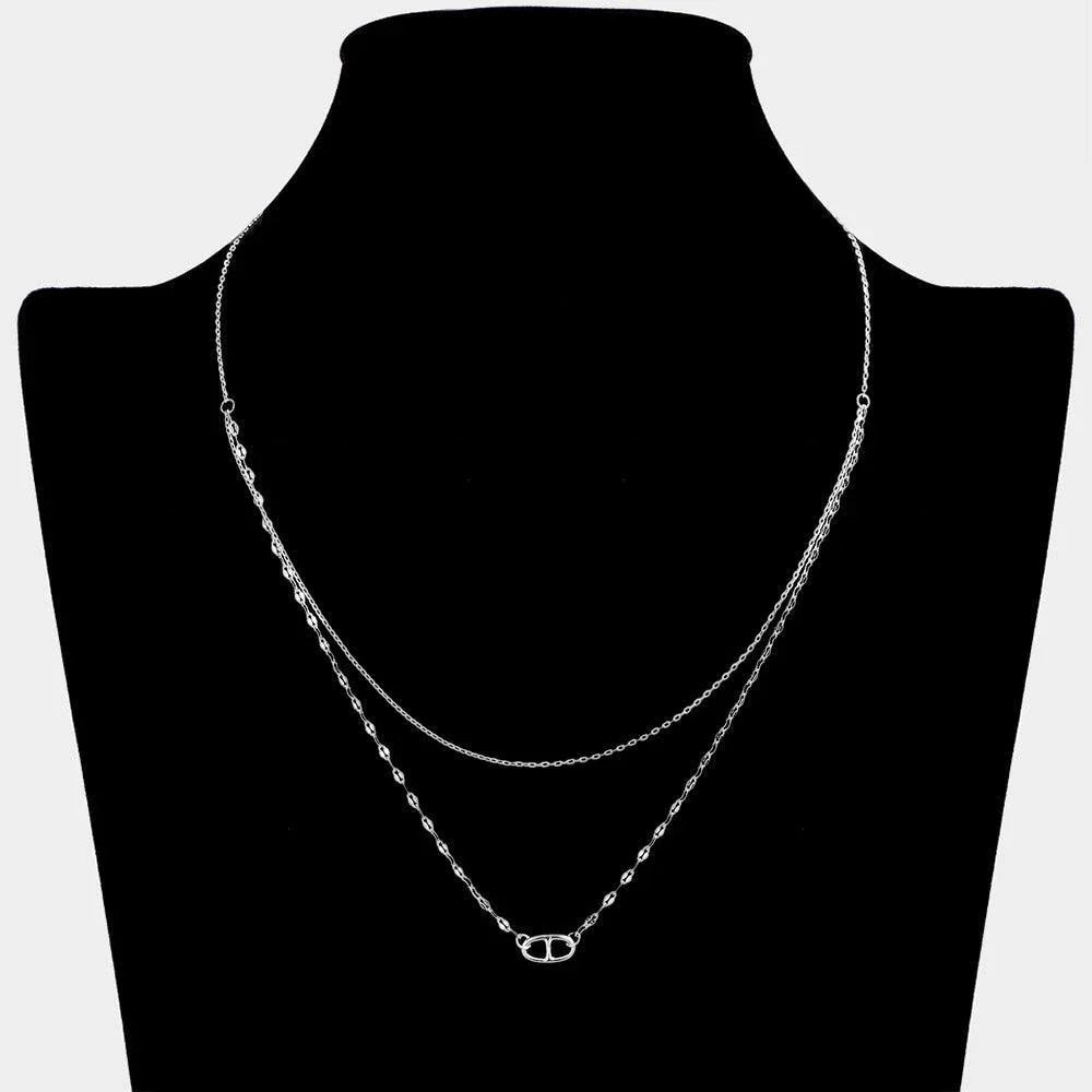 Abstract Brass Metal Pendant Double Layered Necklace - Jewelry Store by Erik Rayo