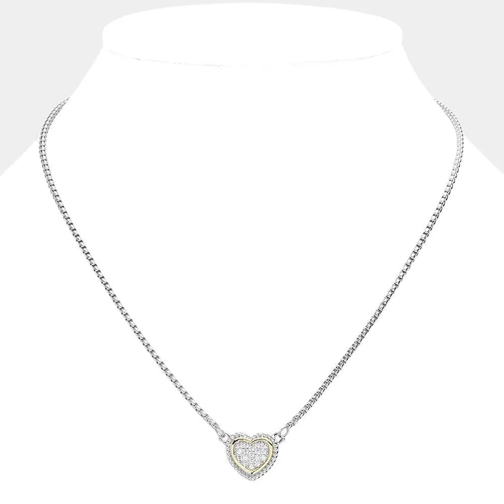 CZ Embellished Heart Pendant Necklace - Jewelry Store by Erik Rayo