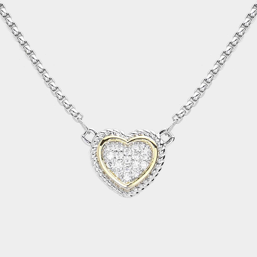 CZ Embellished Heart Pendant Necklace - Jewelry Store by Erik Rayo