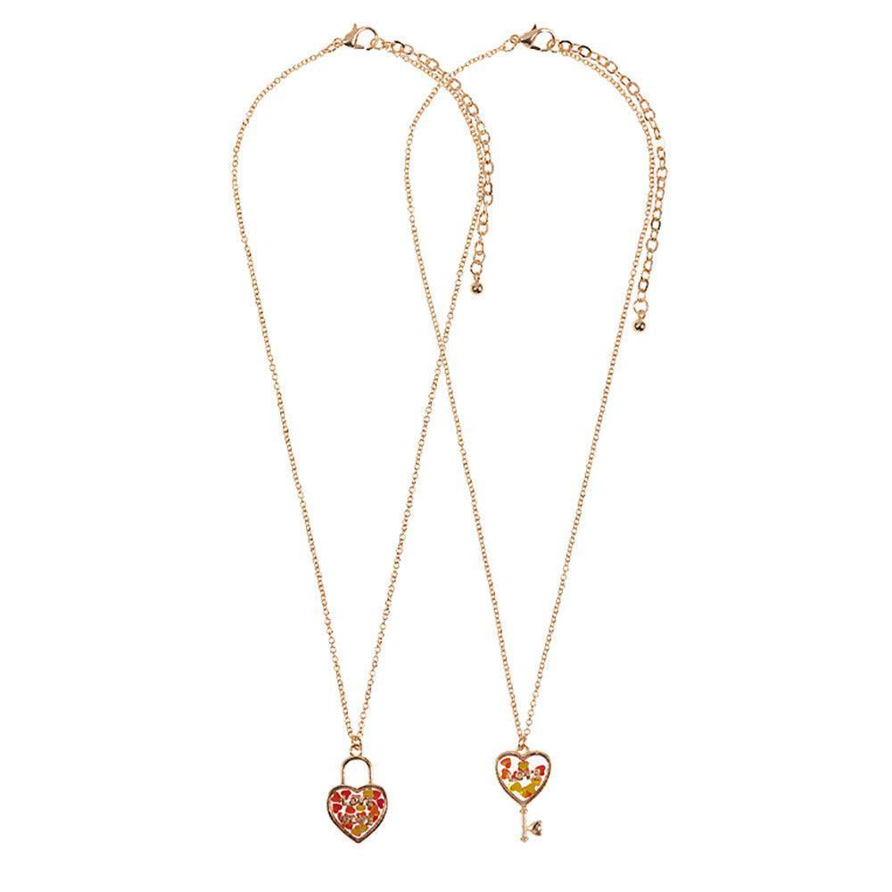 2PCS - Love & Love More BFF Heart Lock Key Necklace Set - Jewelry Store by Erik Rayo