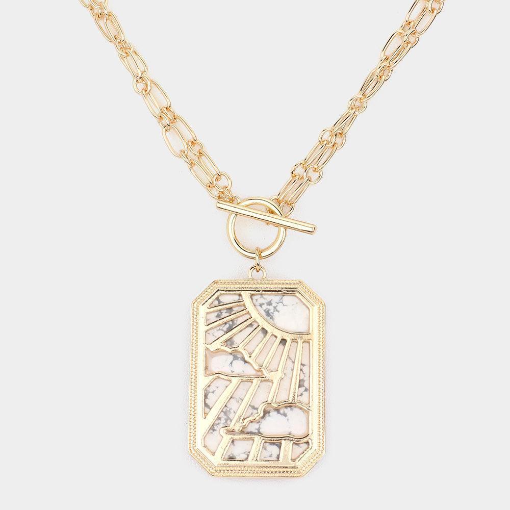 Semi Precious Octagon Pendant Toggle Necklace - Jewelry Store by Erik Rayo
