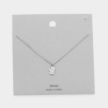 Load image into Gallery viewer, Silver Rhinestone Center Brass Metal Glove Pendant Necklace
