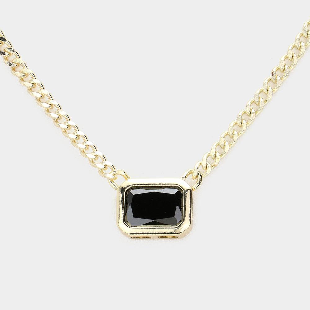 Gold Square CZ Stone Pendant Necklace - Jewelry Store by Erik Rayo
