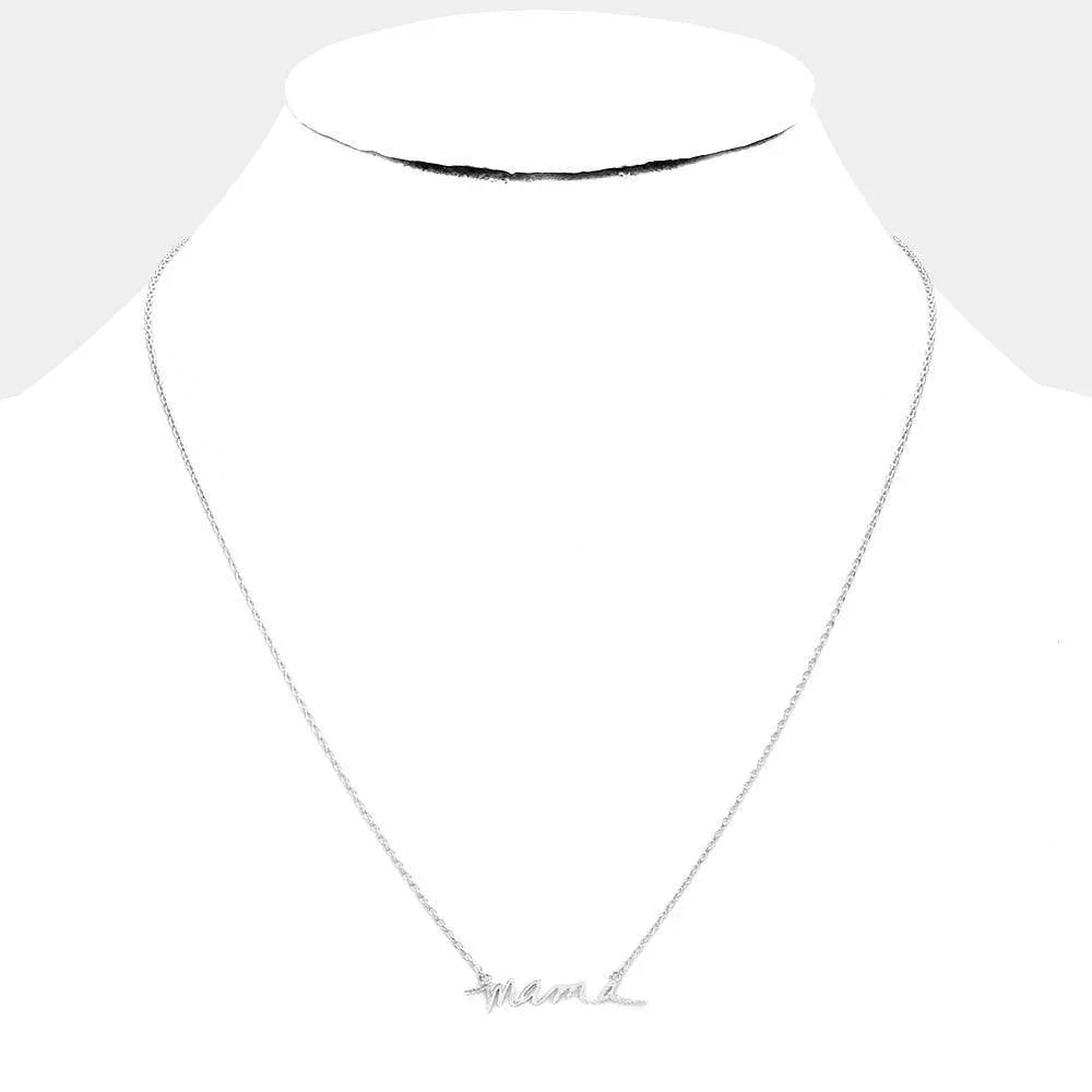 Silver Brass Metal Mama Pendant Necklace - Jewelry Store by Erik Rayo