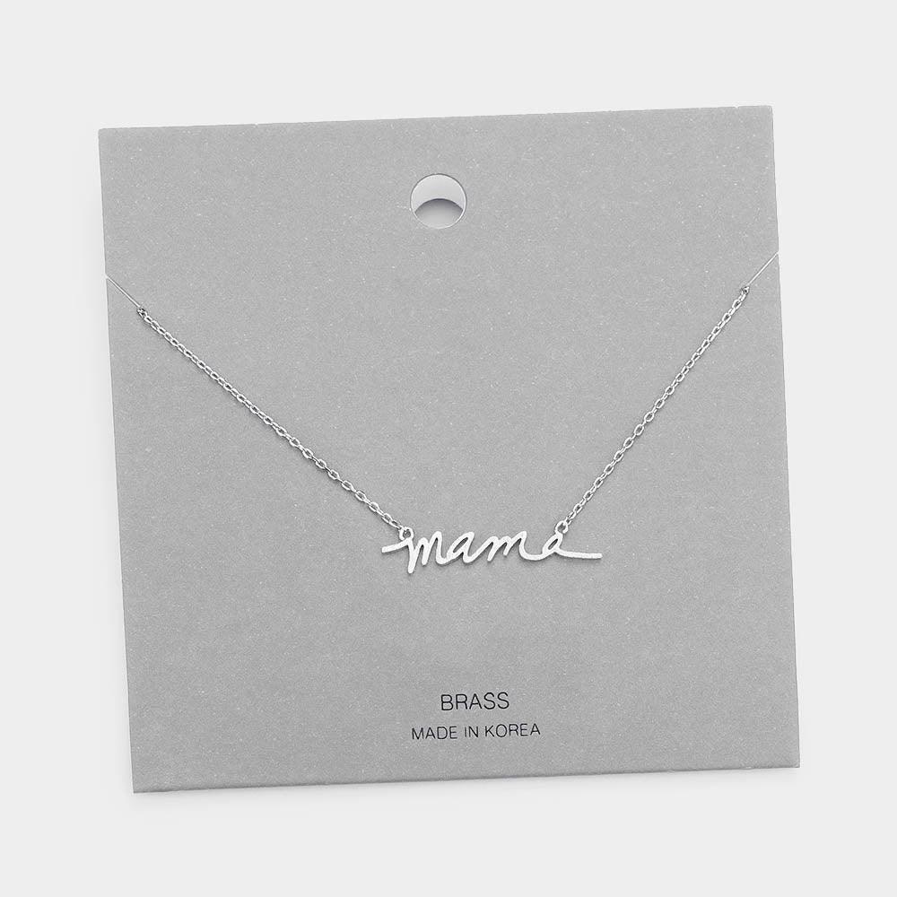 Silver Brass Metal Mama Pendant Necklace - Jewelry Store by Erik Rayo