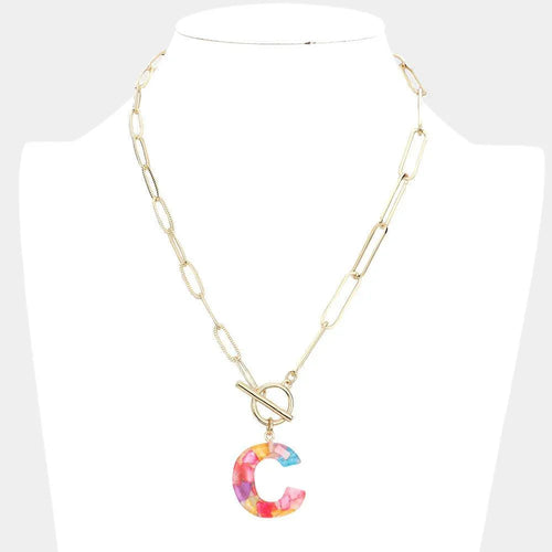 '-C- Colorful Monogram Pendant Toggle Necklace - Jewelry Store by Erik Rayo