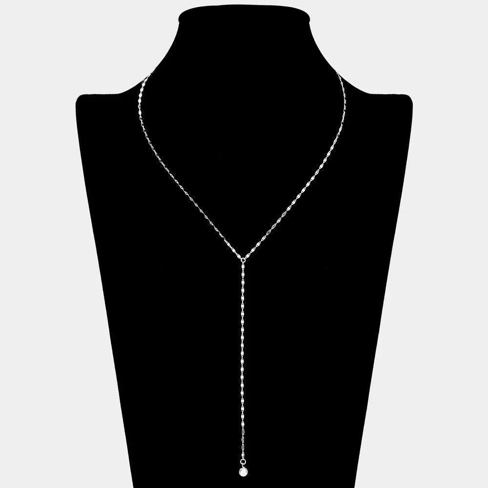 Brass Metal Pearl Pendant Y Necklace - Jewelry Store by Erik Rayo