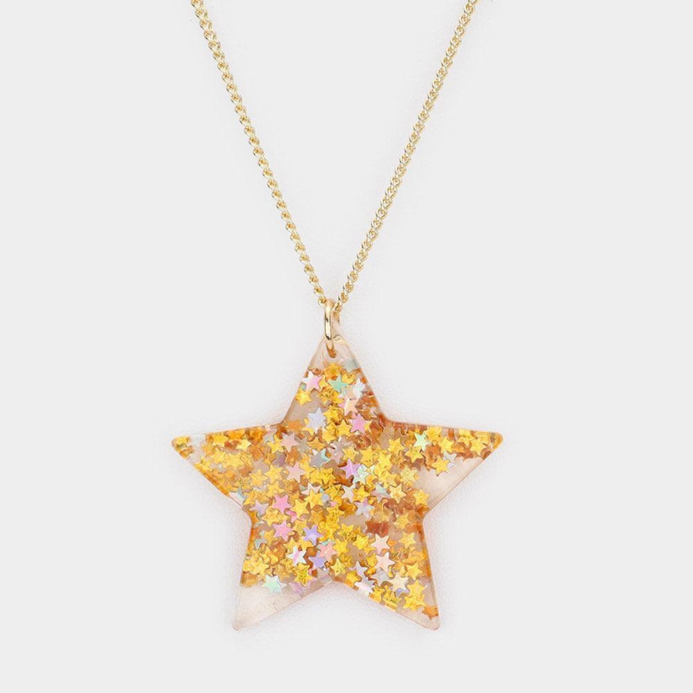 Gold Glittered Star Pendant Necklace - Jewelry Store by Erik Rayo