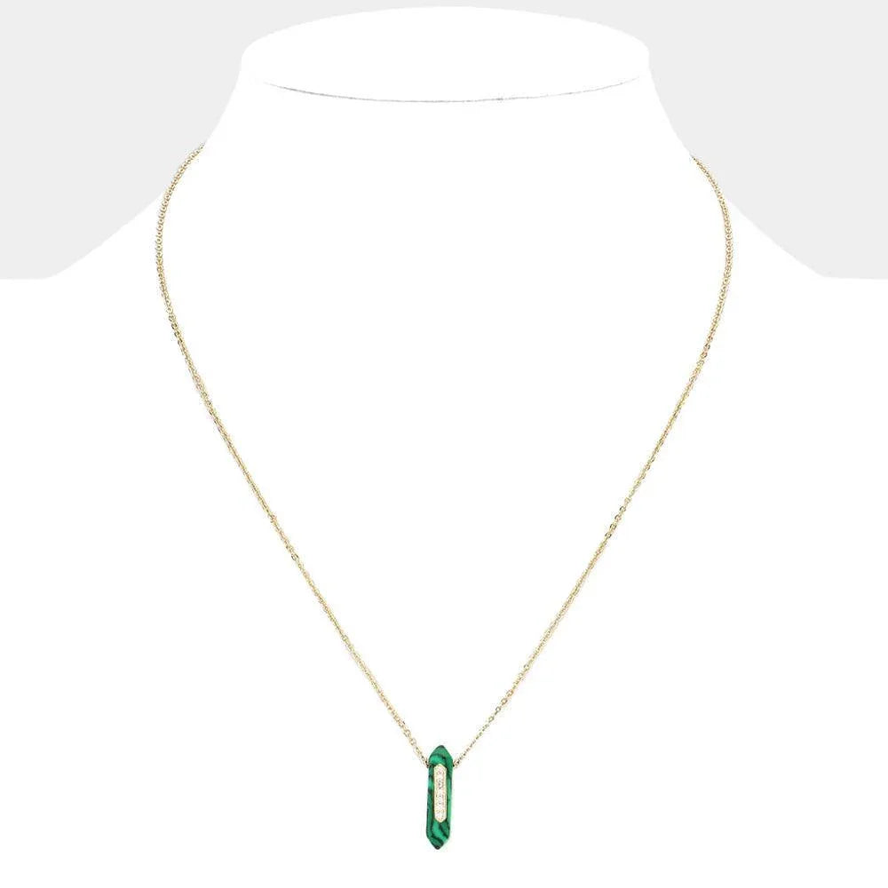 Green Semi Precious Natural Stone Pendant Necklace - Jewelry Store by Erik Rayo