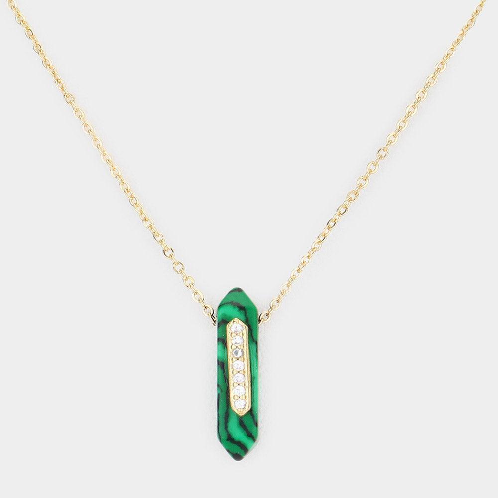 Green Semi Precious Natural Stone Pendant Necklace - Jewelry Store by Erik Rayo