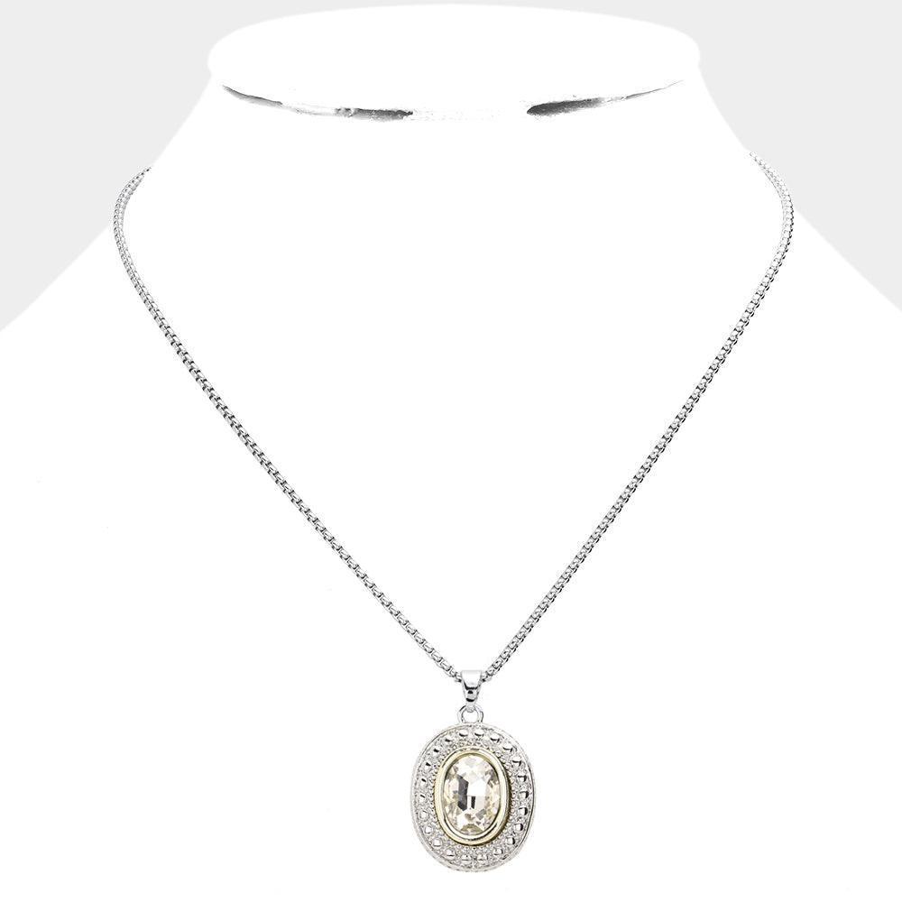 Clear Oval Stone Pendant Necklace - Jewelry Store by Erik Rayo