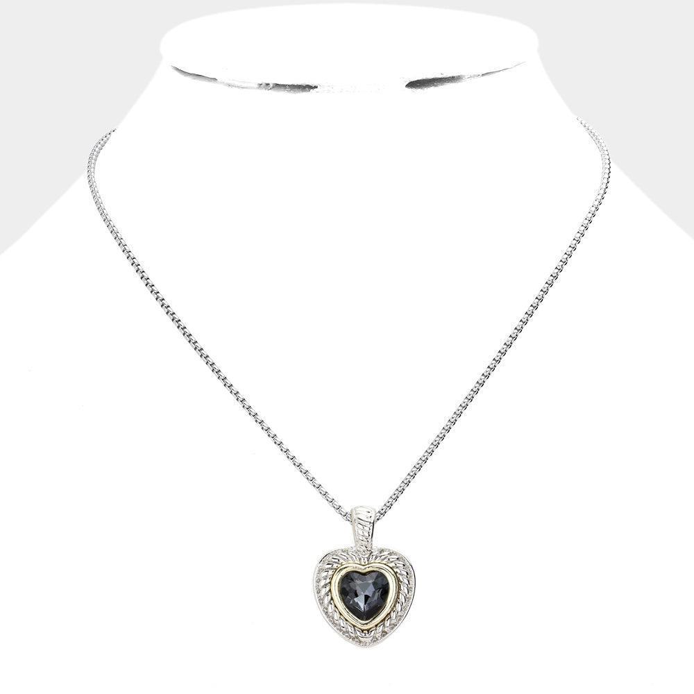 Black Heart Stone Pendant Necklace - Jewelry Store by Erik Rayo