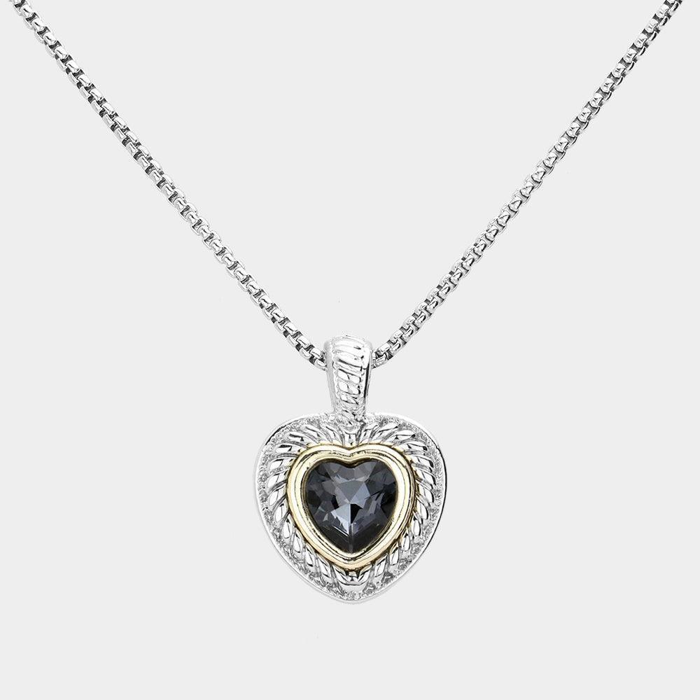 Black Heart Stone Pendant Necklace - Jewelry Store by Erik Rayo