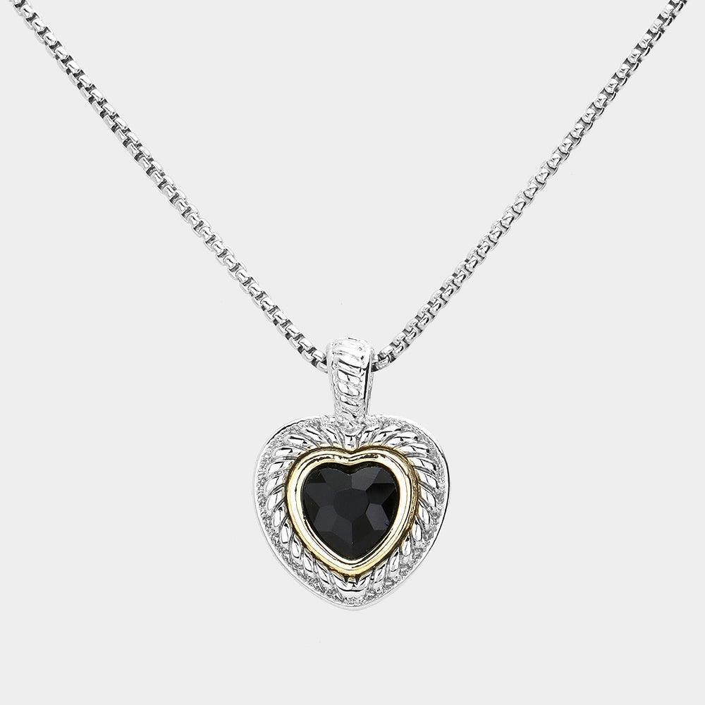 Black Heart Stone Pendant Necklace - Jewelry Store by Erik Rayo