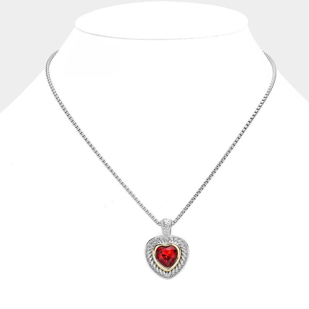 Red Heart Stone Pendant Necklace - Jewelry Store by Erik Rayo