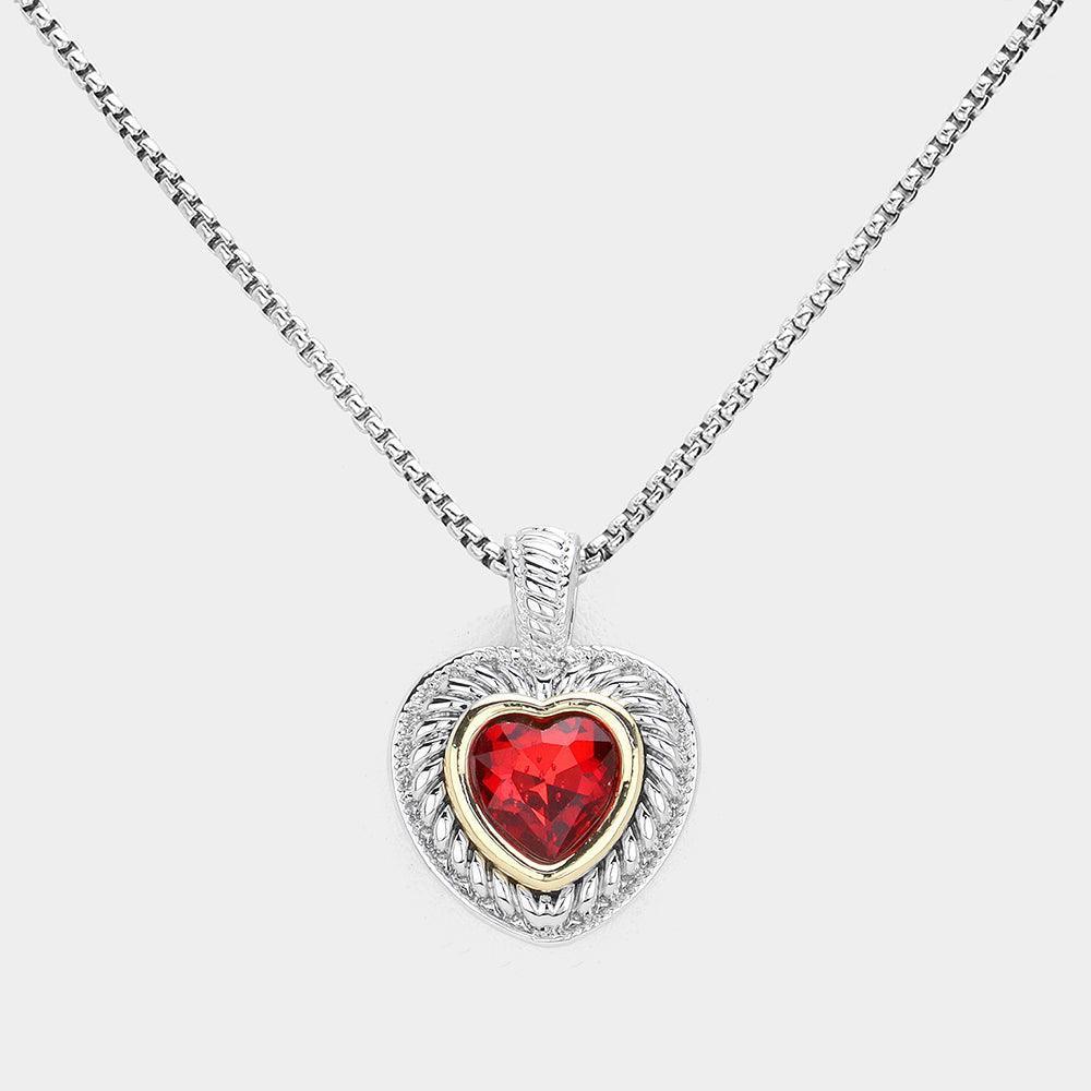 Red Heart Stone Pendant Necklace - Jewelry Store by Erik Rayo