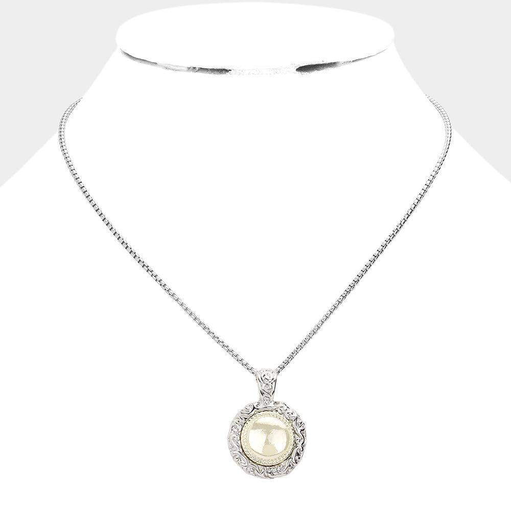 Two Tone Circle Metal Pendant Necklace - Jewelry Store by Erik Rayo