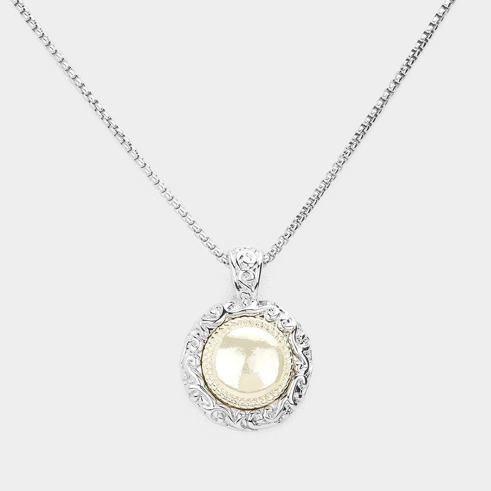 Two Tone Circle Metal Pendant Necklace - Jewelry Store by Erik Rayo