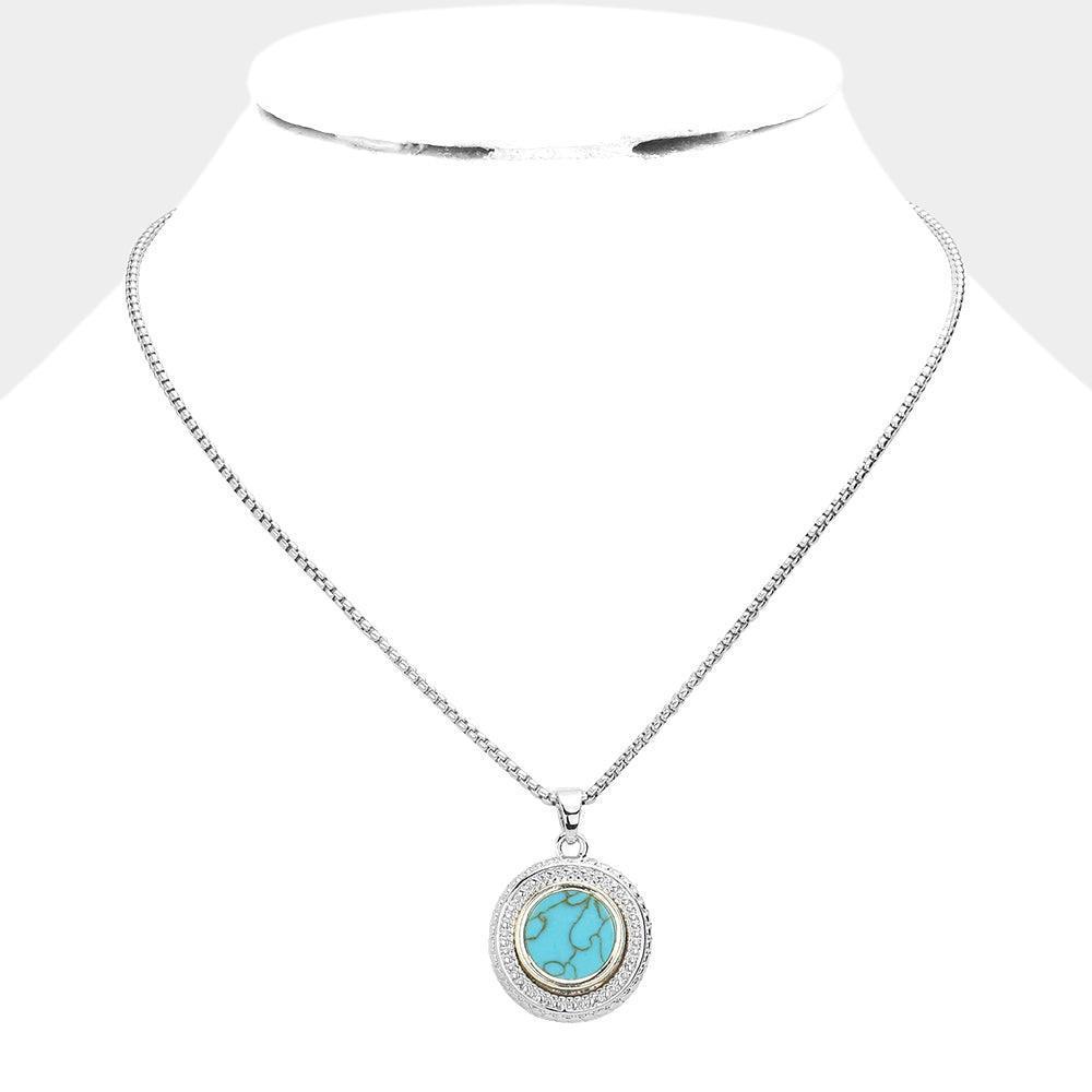 Turquoise Natural Stone Accented Pendant Necklace - Jewelry Store by Erik Rayo