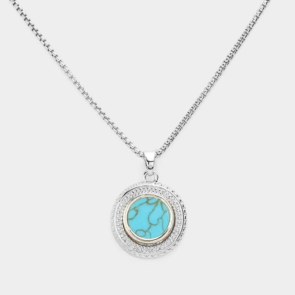 Turquoise Natural Stone Accented Pendant Necklace - Jewelry Store by Erik Rayo