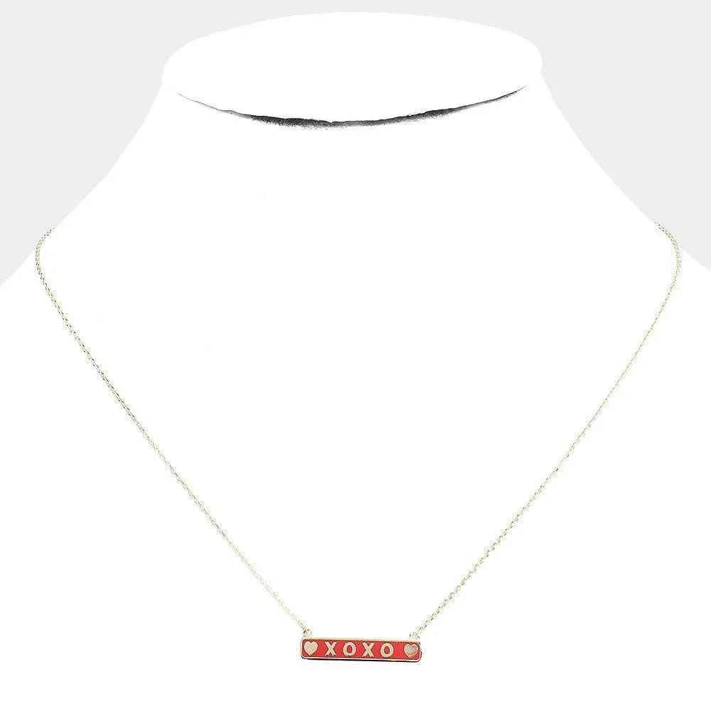 Red Brass Metal XOXO Pendant Necklace - Jewelry Store by Erik Rayo