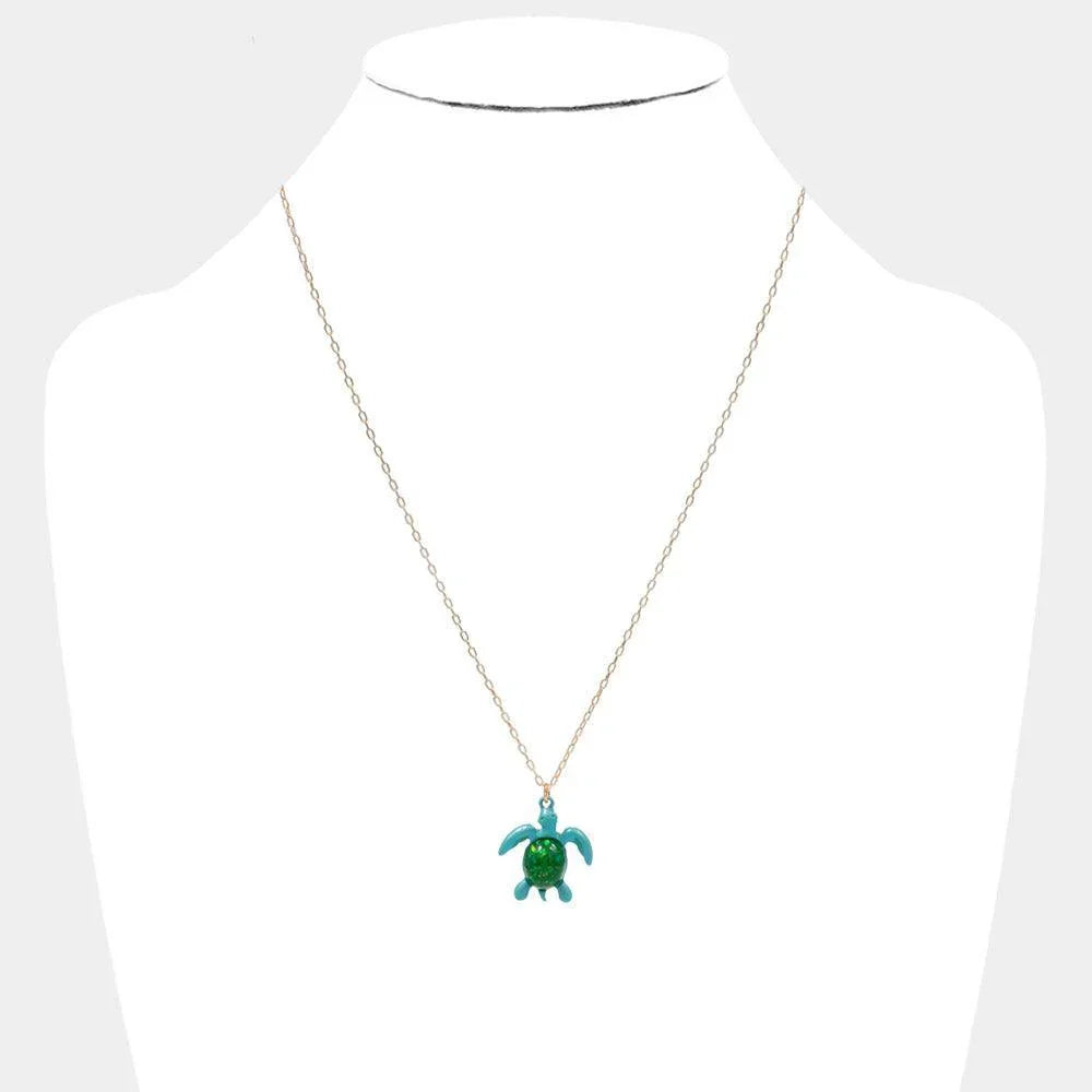 Green Turtle Pendant Necklace - Jewelry Store by Erik Rayo