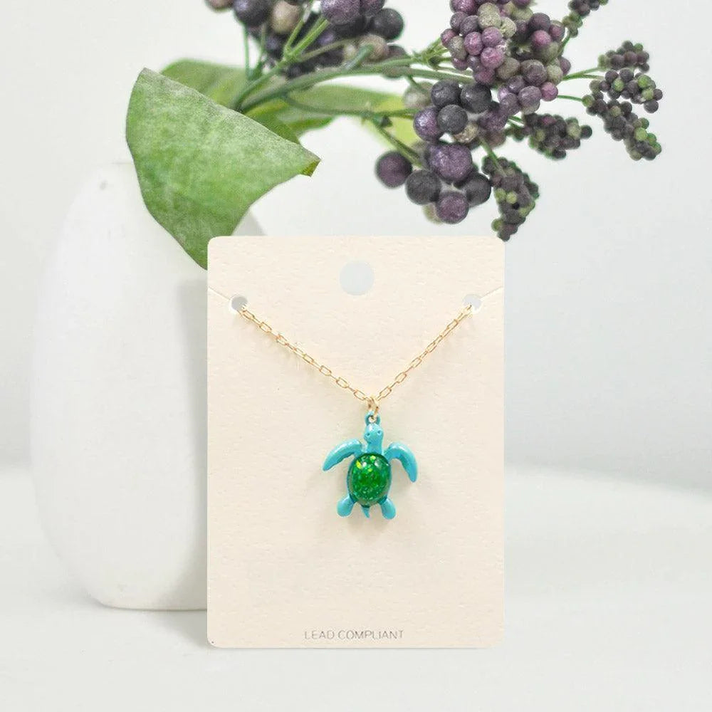 Green Turtle Pendant Necklace - Jewelry Store by Erik Rayo