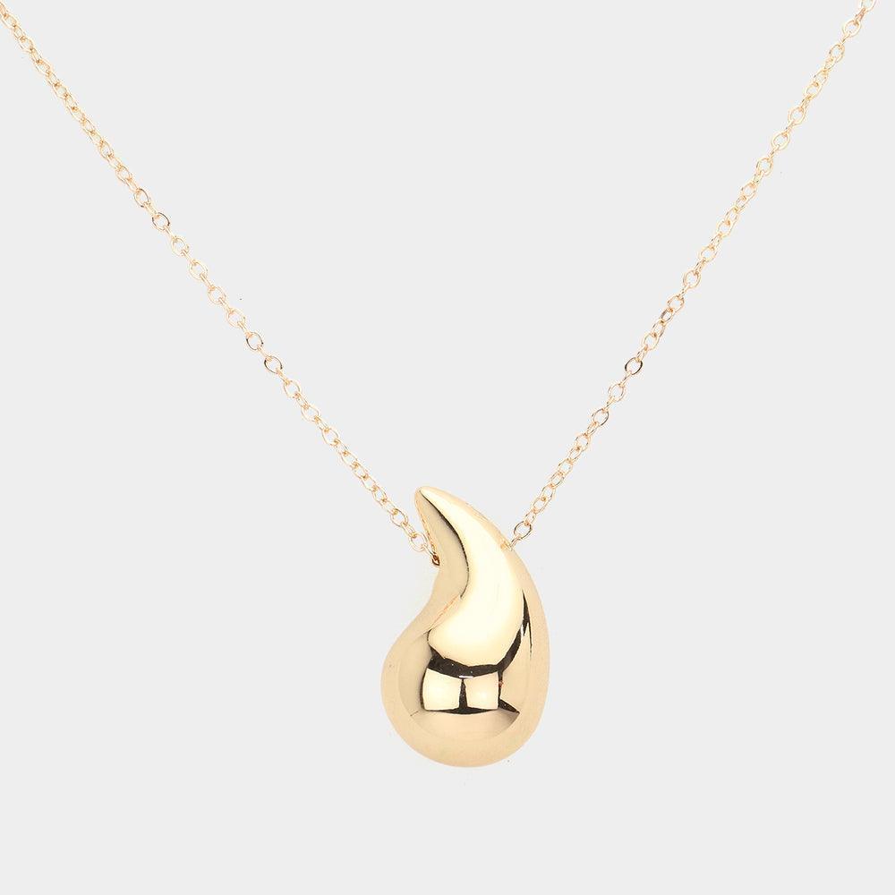 Gold Metal Teardrop Pendant Necklace - Jewelry Store by Erik Rayo
