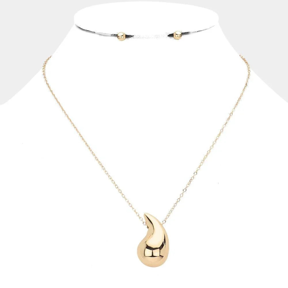 Gold Metal Teardrop Pendant Necklace - Jewelry Store by Erik Rayo