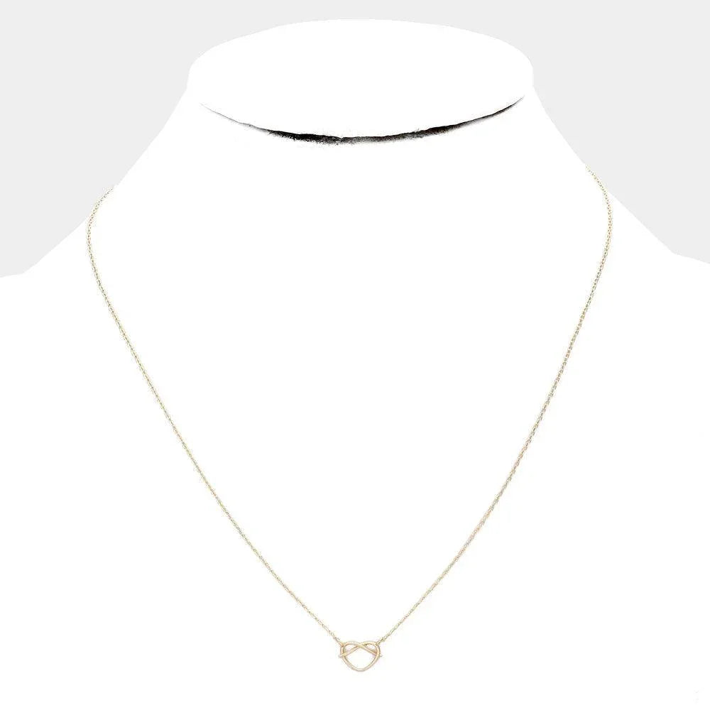 Gold Metal Pretzel Pendant Necklace - Jewelry Store by Erik Rayo
