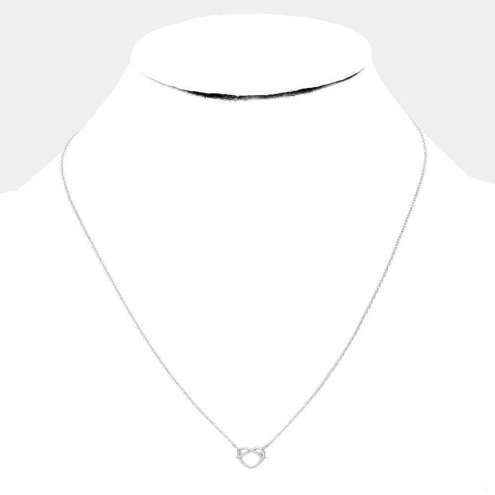Silver Metal Pretzel Pendant Necklace - Jewelry Store by Erik Rayo