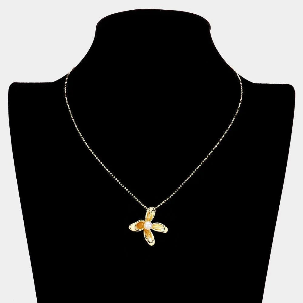 Pearl Pointed 14K Gold Dipped Flower Pendant Necklace - Jewelry Store by Erik Rayo