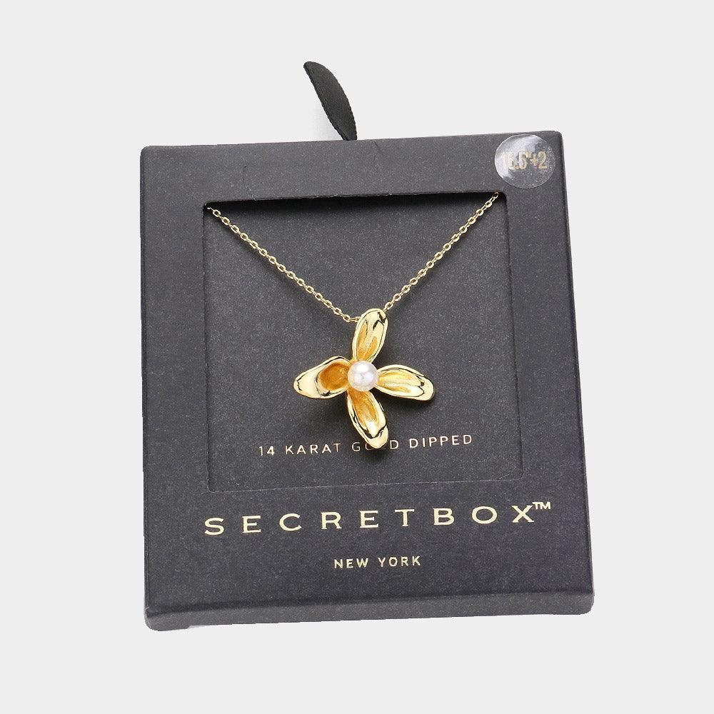 Pearl Pointed 14K Gold Dipped Flower Pendant Necklace - Jewelry Store by Erik Rayo