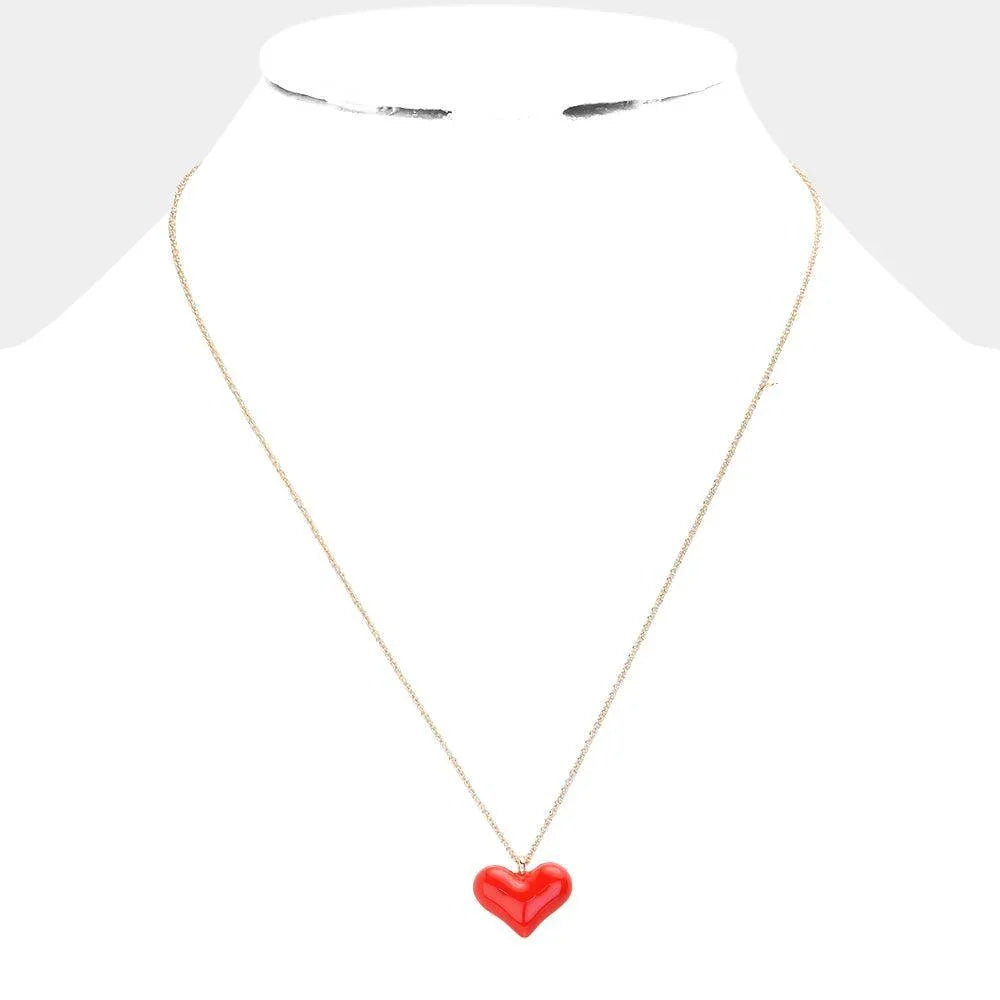 Red Enamel Heart Pendant Necklace - Jewelry Store by Erik Rayo