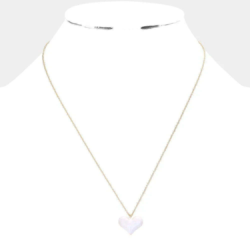 White Enamel Heart Pendant Necklace - Jewelry Store by Erik Rayo