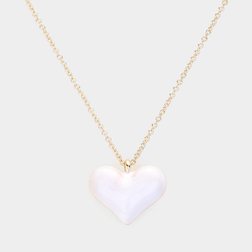 White Enamel Heart Pendant Necklace - Jewelry Store by Erik Rayo