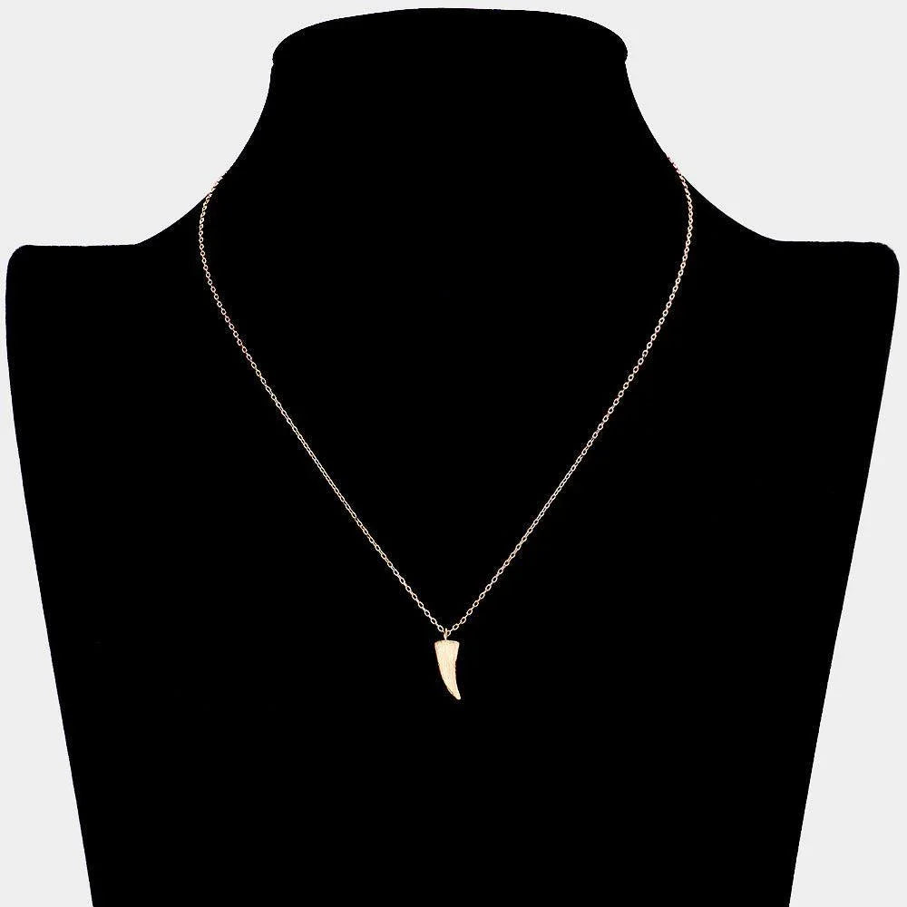 Rose Gold Metal Horn Pendant Necklace - Jewelry Store by Erik Rayo