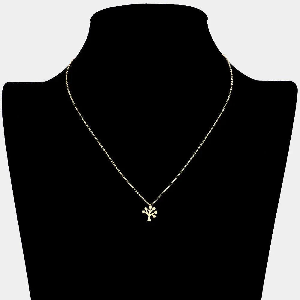 Gold Textured matte metal tree of life pendant necklace - Jewelry Store by Erik Rayo