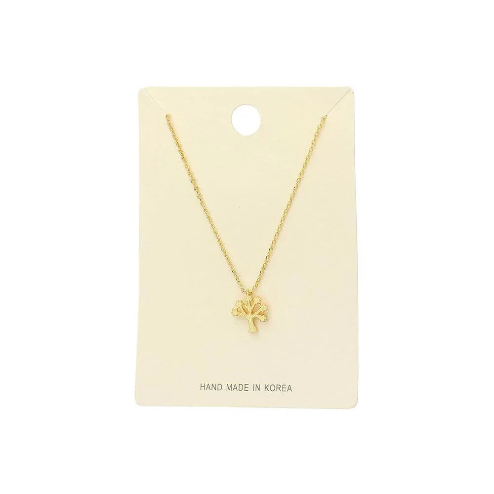 Gold Textured matte metal tree of life pendant necklace - Jewelry Store by Erik Rayo