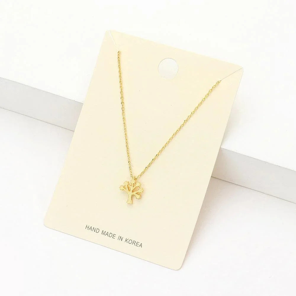 Gold Textured matte metal tree of life pendant necklace - Jewelry Store by Erik Rayo